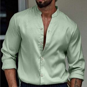 Manfinity Homme Men Solid Button Front Shirt Without Tee